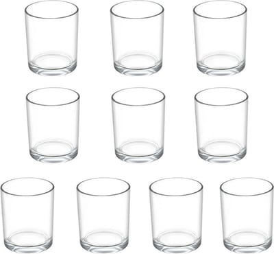 Verpakking met 10 kaarsenhouders glas (Ø4,5 cm x hoogte 6 cm) glazen lantaarn, theelichthouder glas transparante theelichtglazen, kerstkaarsen decoratie kaarsglazen tafeldecoratie