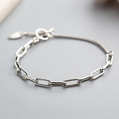 Bracelet et bracelet punk coréen en argent sterling 925 avec pendentif géométrique vintage et bijoux de mariage pour femmes Sl091 gray
