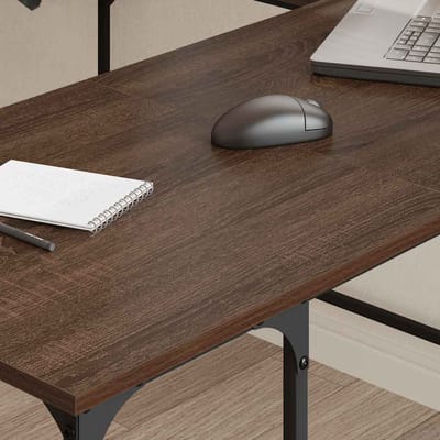 vidaXL Bureau 139x139x75 cm bewerkt hout bruin eikenkleur