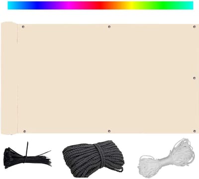 Balkonscherm Weerbestendig - Privacyscherm Windscherm - Terras Tuin Afscherming - UV Bescherming Gaaspaneel - 150x700 cm - Wit Beige
