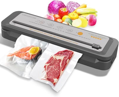 Vacuüm Sealer Machine - Krachtige 80kPa Zuigkracht, Ingebouwde Snijder, One-Touch Bediening, Inclusief 10 Zakjes, Droge en Vochtige Modi