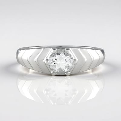 Cavill - Zilveren ring platina geplateerd - 0,864 ct witte topaas Madagaskar - ronde topaas ring - elegante ring - 925 sterling zilver