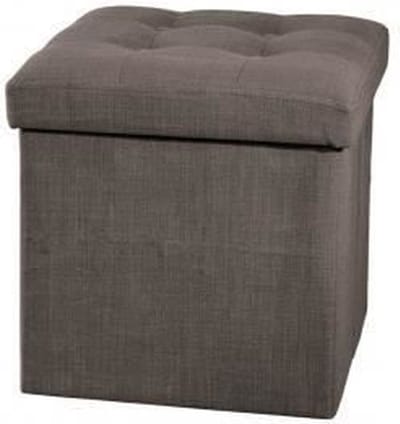 Atmosphera Poef - donkergrijs - 38 x 38 cm - mdf - hocker - opbergbox - opvouwbaar