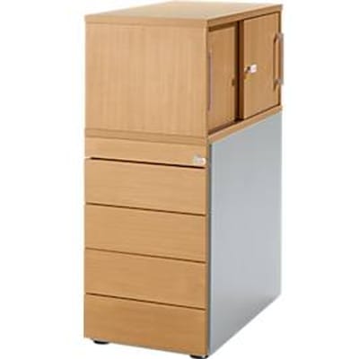 Schäfer Shop  Genius Zijcontainer met bovenkast incl. schuifdeur, container & schuifdeur afsluitbaar, met greepgroef, beuken
