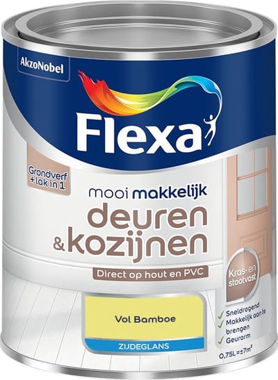 Flexa - Mooi Makkelijk Deuren & Kozijnen Zijdeglans - Vol Bamboe - Mengverf - 750 Ml
