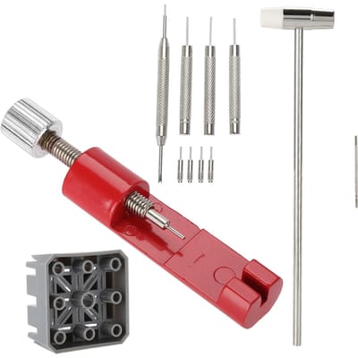 Horloge Reparatie Gereedschap Set Band Schakel Houder Hamer Pons Pin Verwijderaar Polshorloge Kit Horlogemaker gray