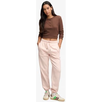Superdry Signature Geborduurde Joggingbroek met Boorden Pink Grootte: 36