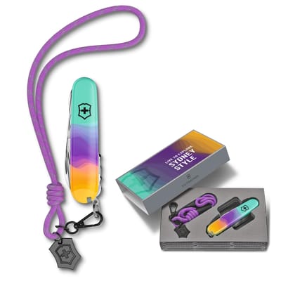 VICTORINOX Companion Sydney Stijl Doosopener & Balpen Zwitsers Zakmes 16 Functies 1.3909.E222 (Paars/Groen) gray