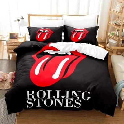 3D Print Rolling Stones Logo Beddengoed Set Dekbedovertrek Bedset Dekbedovertrek Kussensloop Dekbed Koningin Maat Jongens Volwassene 70x133cm 2pcs