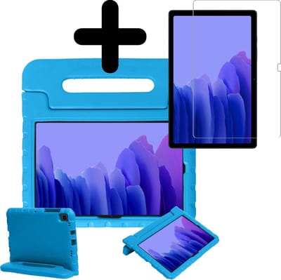 Hoesje - Geschikt voor Samsung Galaxy Tab A7 (2020) - Met Screenprotector - Kinderhoes - Shockproof Bumper - Kidsproof Case - Tablethoes - Kinder Hoes Cover - Blauw