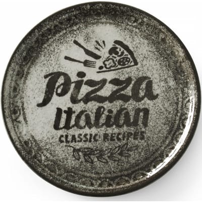 HENDI Pizzabord – Geglazuurd porselein – Zwart – Ø 310 mm – Vaatwasmachinebestendig