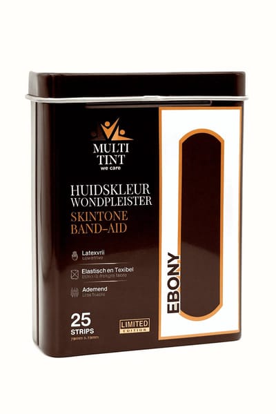 MultiTint Wondpleister Ebony - Limited Editie Blikje 25st - 72x19mm - Ebony huidskleur - Latexvrij - Elastisch en Flexibel - Ademend - In duurzaam blik