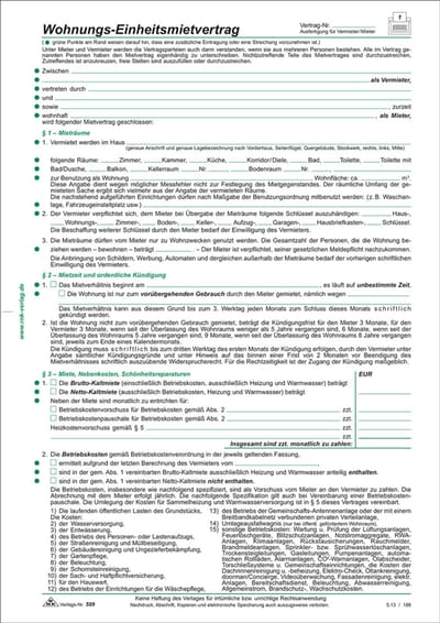 RNK Verlag 'Uniform huurcontract voor appartementen', DIN A4