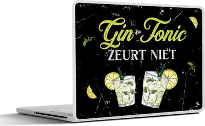 Laptop sticker - 17.3 inch - Gin - Gin tonic glazen - Vintage - 40x30cm - Laptopstickers - Laptop skin - Cover - Cadeau voor vrouw - Cadeau voor man