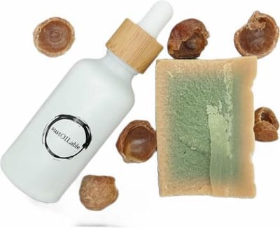 Cadeauset sustOILable BASIC - 50 ml pure Argan olie, handgemaakte Aleppo zeep + startset met wasnoten - vegan kadoset - duurzaam huidverzorgingscadeau - origineel geschenk voor dames