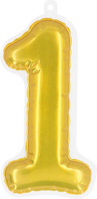 Boland - Sticker Folieballon '1' goud Goud - Black & Gold - Black & Gold - Verjaardag - Jubileum - Raamsticker - NYE