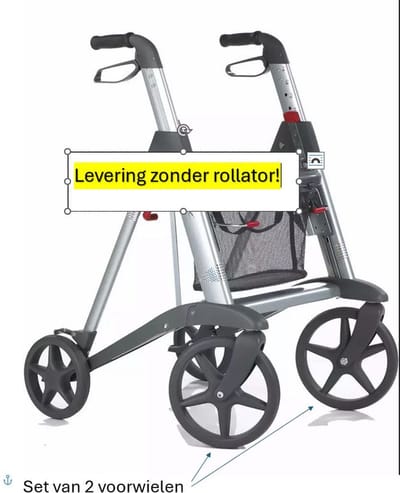 Voorwielen geschikt voor Access rollator Active, set van 2 stuks (levering zonder rollator)