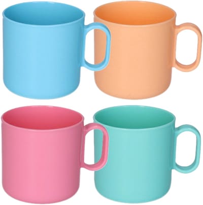 Plasticforte onbreekbare Drinkbekers - kunststof - 320 ml - 8x stuks - kinderen - mix kleuren