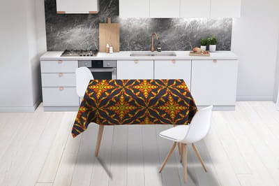 Kerst Tafelkleed - Kerstmis Decoratie - Tafellaken - Patronen - Kerst - Goud - 130x260 cm - Kerstmis Versiering - Tafeldecoratie Kerstmis - Kerstdecoratie tafel - Tafelversiering