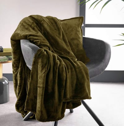 Dutch Decor - BILLY - plaid 150x200 cm - flannel fleece - superzacht - Military Olive - groen