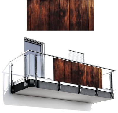 Balkonscherm 200x90 cm - Balkonposter Hout - Planken - Vintage - Donkerbruin - Balkon scherm decoratie - Balkonschermen - Balkondoek zonnescherm