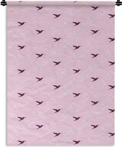 Wandkleed - Wanddoek - Vogel - Patronen - Roze - 150x200 cm - Wandtapijt