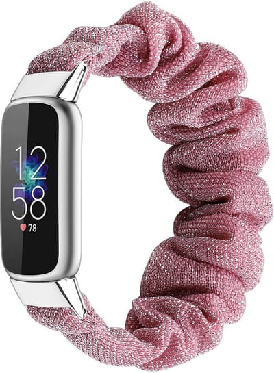 Textiel Smartwatch bandje - Geschikt voor Fitbit Luxe scrunchie bandje - roze goud - Strap-it Horlogeband / Polsband / Armband