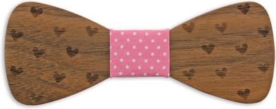 We Love Ties - Strikken - Houten strik True Love - bruin / roze / wit
