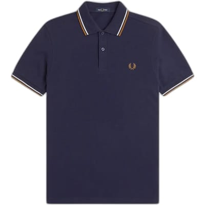 Fred Perry Twin tipped polo - twilight navy snow white dark caramel
