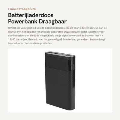 Dailygoods- Batterijladerdoos Hoogwaardig ABS - Mobiele Powerbox - Draagbare Oplaadbank - Doe-het-zelf Installatie - Ondersteunt Alle Mobiele Telefoons - Lichtgewicht en Duurzaam - Powerbank