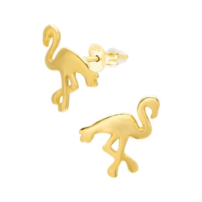 WeLoveSilver zilveren oorstekers - flamingo goldplated 11mm