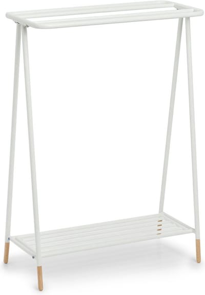Luxe handdoek badkamer rek - wit - metaal/hout - 60 x 30 x 85 cm - Handdoeken droogrek