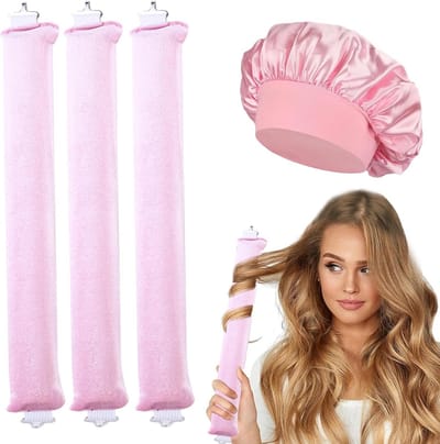 Heatless Krulset - Haarkrullers Satijn - Nachtelijk Krullen - Warmtevrij Ontwerp - 3 Stuks - Roze