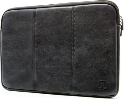 NEGOTIA Laptophoes 15,6/16 inch - Vintage Abbey Laptop Sleeve van Vegan Leer - Geschikt voor MacBook Pro 16 inch en 15,6 inch laptops - Zwart