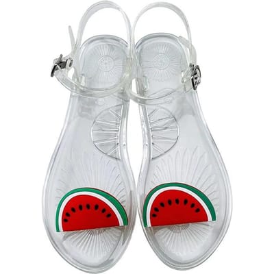 Dames Fruit Sandalen Transparante PVC Platte Flip-flop Sandaal Dames Zomer Buiten Antislip Gesp Riem Strandschoenen 42 white