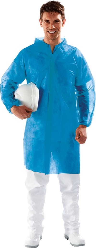 SIR SAFETY POLIFILM Stof Werkjas HEREN Veiligheidsjas Blauw 10 Stuks - Ademend - Klittenband Sluiting