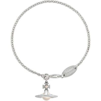 Vivienne Westwood Simonetta Glaçure Porcelaine Perle Chaîne Bracelet Femme bracelet Blanc Argent 61020175-02P113-CN Box white