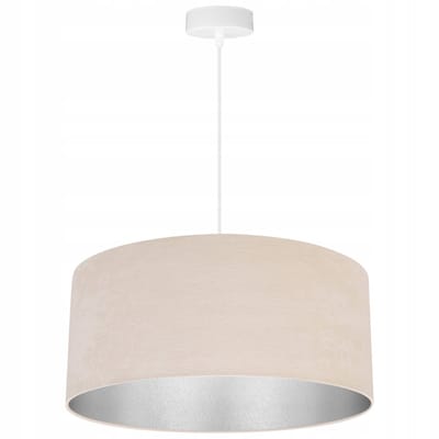 Light-Home Mediolan – Hanglamp – Lichtbeige Velours Kap – Chromkleurige Binnenzijde – In Hoogte Verstelbaar