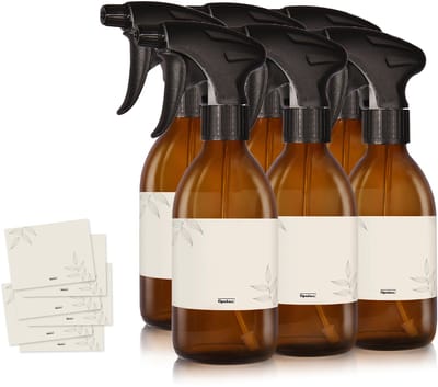 Oputec 6x 250ml sprayflessen – bruinglas – lege verstuivers met ergonomische sproeikop