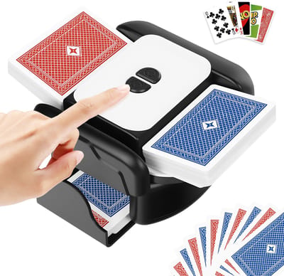 Automatische Kaartenschudder Upgrade - 2600mAh Oplaadbare - Auto-Stop - Laag Geluid - 1-2 Decks - Poker UNO Phase 10 - Zwart & Wit