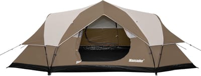 Campingtent Gezin - Pop-up Tent - Buiten Kamperen - Waterdicht Winddicht - 410x217x150 cm - Bruin