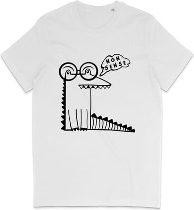 Grappig T Shirt Heren Dames - Krokodil Onzin Nonsense - Wit - Maat XS