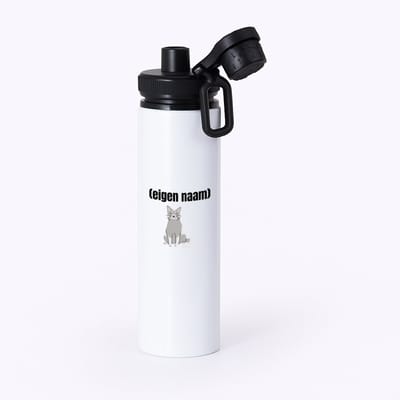 Hacebo® - kat met eigen naam waterfles met draaidop zwart - Katten - katten liefhebbers - iemand die houdt van katten - verjaardag - cadeau - kado - water fles - 850ML