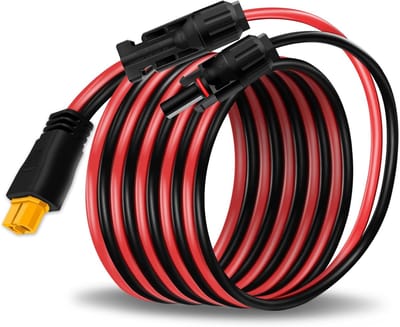 Zonnecollector-Kabel naar XT60 Adapter - 12 AWG / 3.3mm² - 60cm - IP67 Waterdicht - Solar Verlengkabel voor Draagbare Powerstations en Solar Generatoren