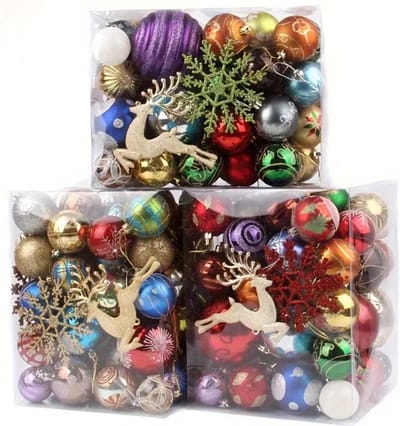 Bovista Kerstballen - Kerstversiering - Plastic - Kerstballenset - Kleurrijk - 60 stuks