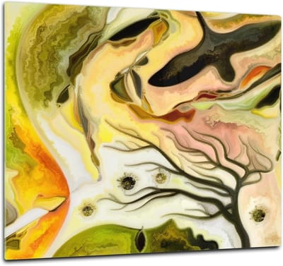 Glazen Kookplaat Cover - Werkblad Beschermer - Keuken Werkruimte - Breukvast Gehard Glas - 60 x 52 cm - Abstract Vogels