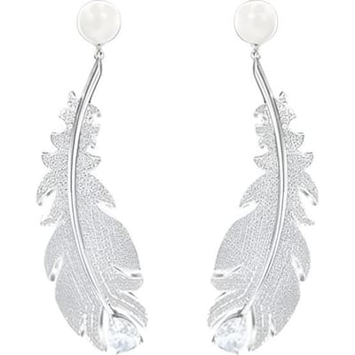 Swarovski Nice Serie Parel Ingelegd Diamant Veer Clipoorbellen Damesoorbellen Wit 5497866 White,F white