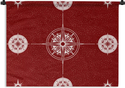 Wandkleed - Wanddoek - Kompas - Reizen - Patronen - 60x45 cm - Wandtapijt