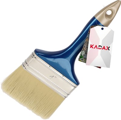 KADAX Eenvoudige kunststof borstel, platte kwast met comfortabele grip, schilderkwast, lazuurborstel met synthetische borstelharen (10,24 cm), blauw