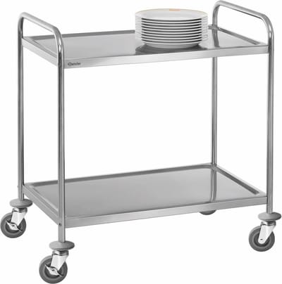 RVS Serveerwagen 2 bladen medium | 92(b) x 60(d) x 94.5(h) cm